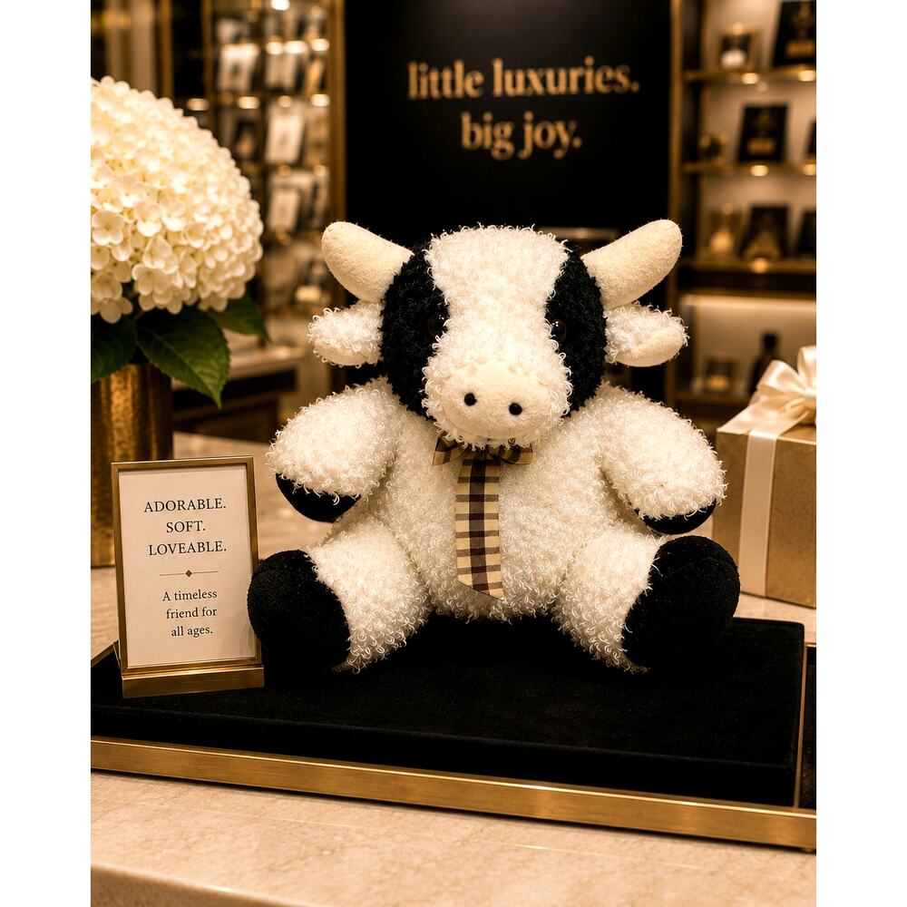 Royal Plush Dexter the Cow With Brown Plaid Bow